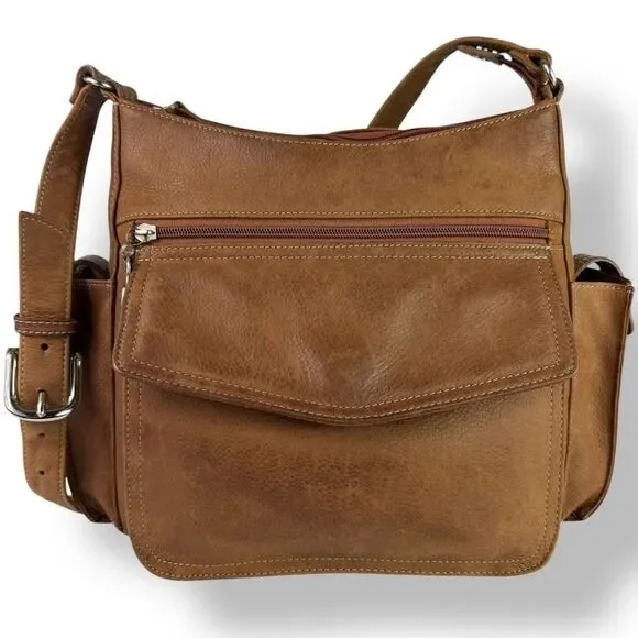Fossil Brown Leather Utility Crossbody Shoulder Bag Multi-Pocket Style 75082 - Picture 5 of 12